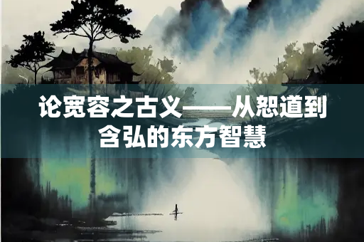论宽容之古义——从恕道到含弘的东方智慧