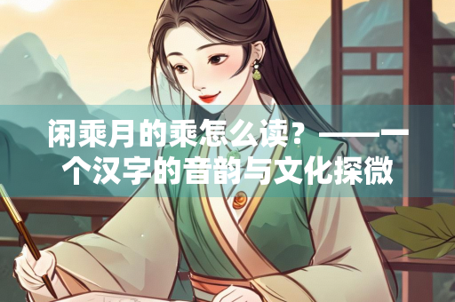 闲乘月的乘怎么读？——一个汉字的音韵与文化探微