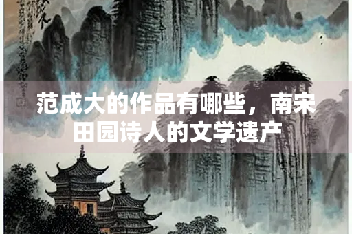 范成大的作品有哪些，南宋田园诗人的文学遗产